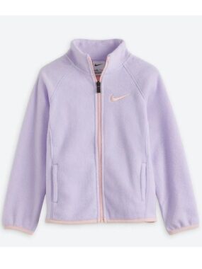 NWT Nike Girls Fleece Jacket Light Purple Pink Trim Swoosh Girls Medium 6